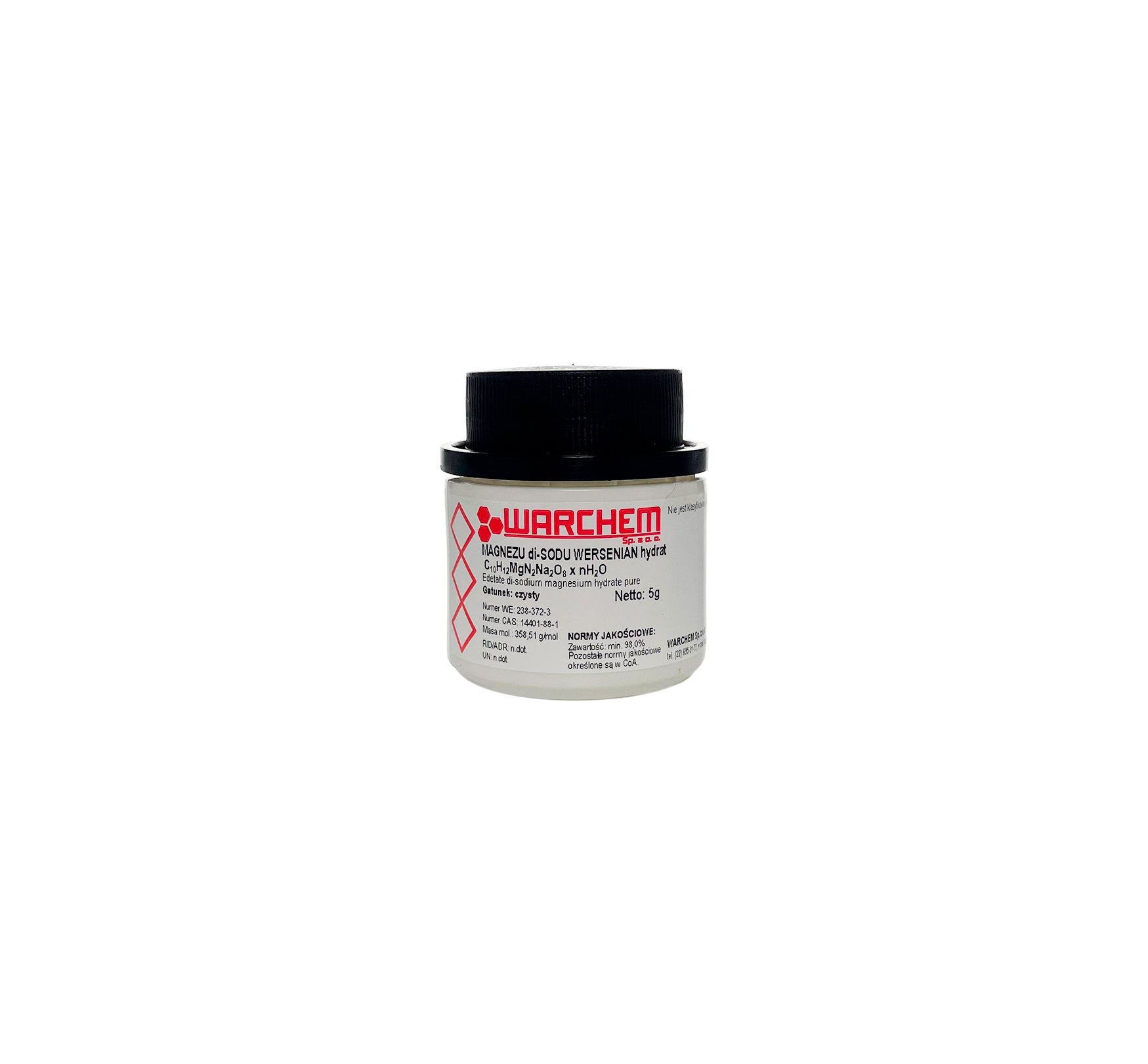 Reines Magnesiumederat di-Natriumhydrat, 5g, WARCHEM, chemisches Pulver in Verpackung sichtbar