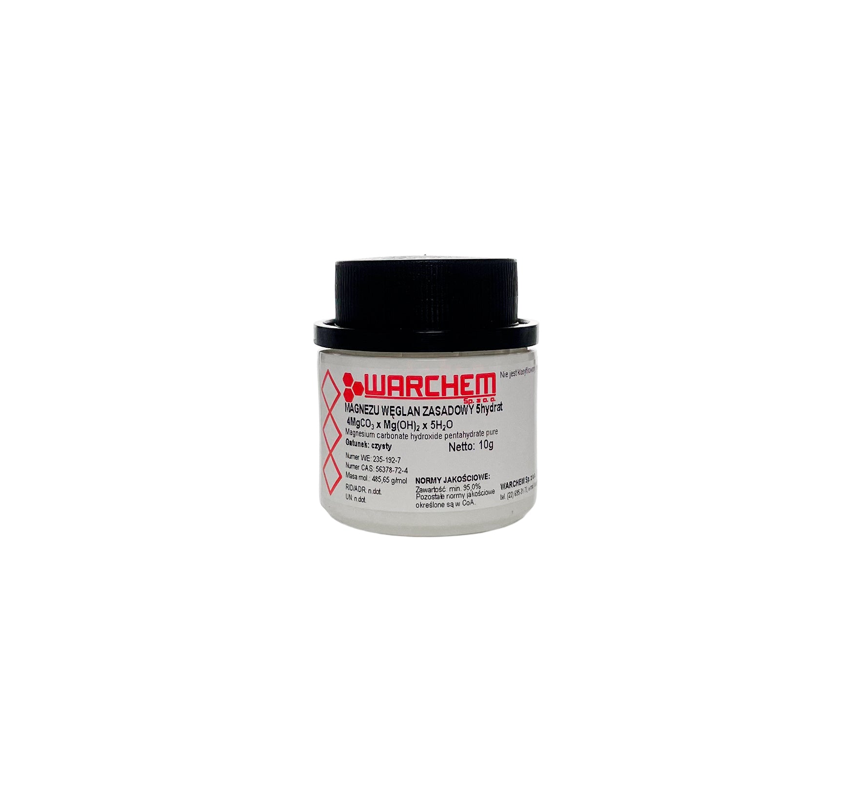 Reines Magnesiumcarbonat 5-Hydrat in 10g Verpackung von WARCHEM, alkalisches Pulver für verschiedene Anwendungen, Nahaufnahme