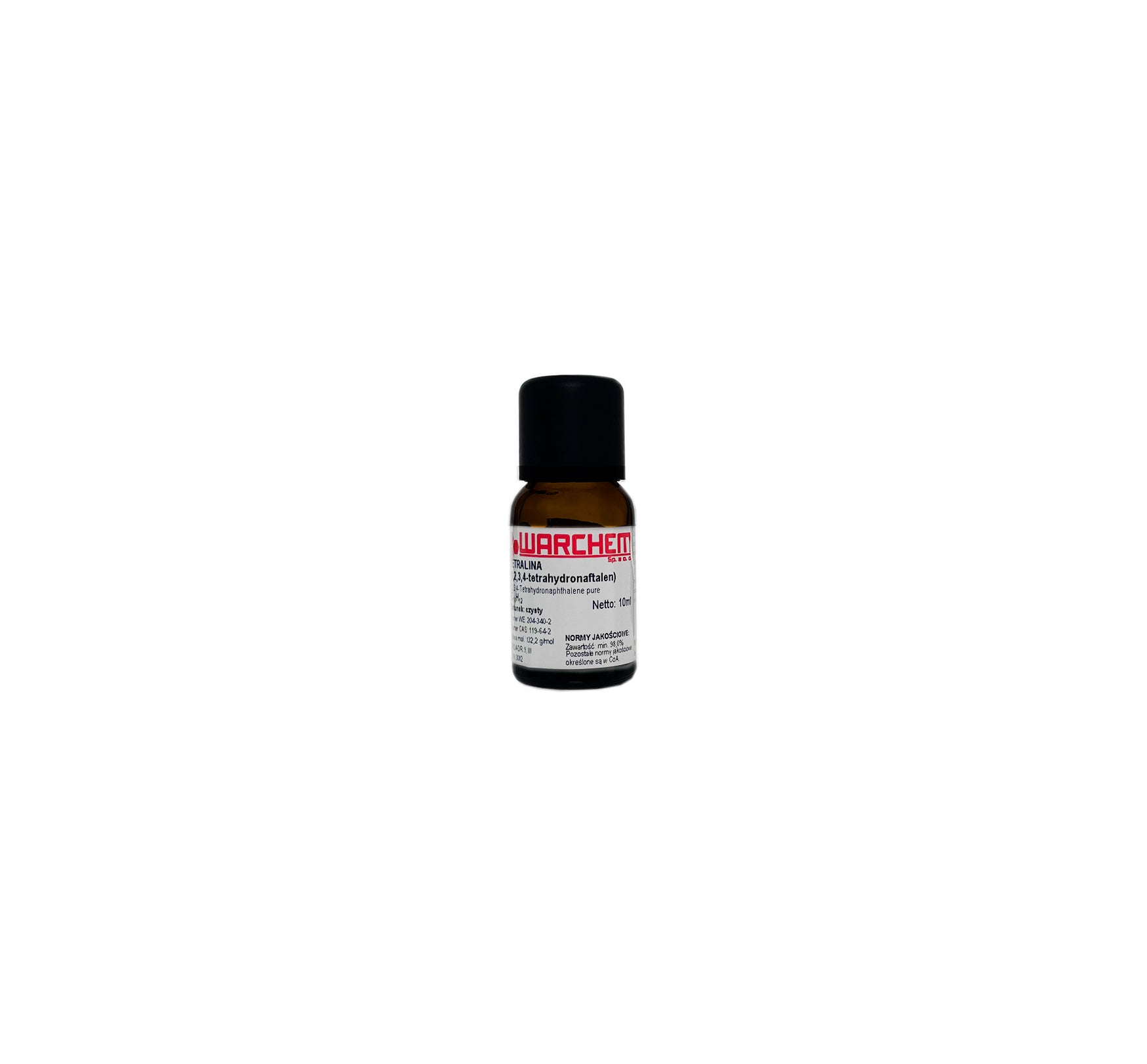 Reines TETRALIN in 10 ml Flasche von WARCHEM, transparent Flüssigkeit in dunkler Glasflasche, chemische Substanz für Laboranwendungen