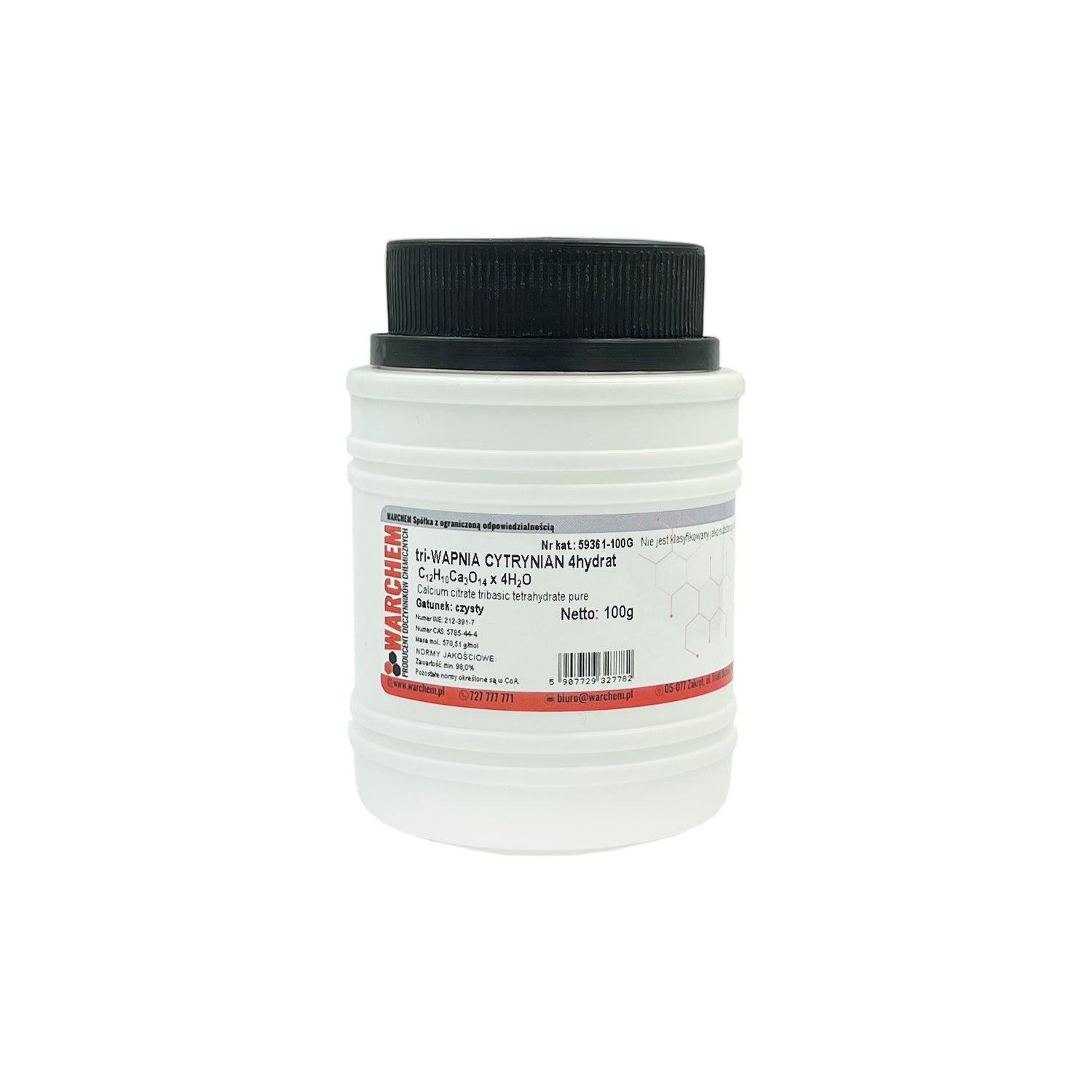 Calciumcitrat 4-Hydrat von WARCHEM, 100g, reines Pulver, chemisches Nahrungsergänzungsmittel, weißes Pulver in Behälter