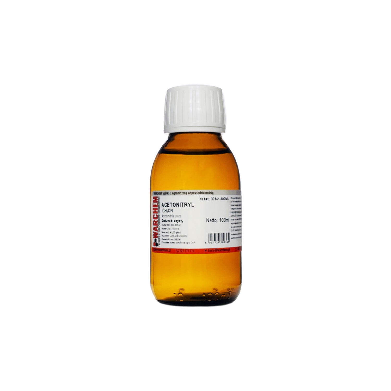 Reines Acetonitril in 100 ml Flasche von WARCHEM, chemisches Lösungsmittel für Labor und Industrie, klare Flüssigkeit