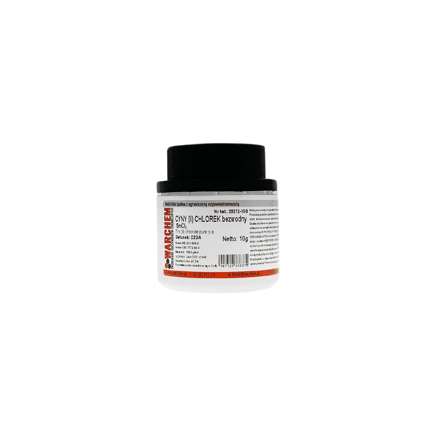 Wasserfreier Zinn(II)-Chlorid in 10g Verpackung von WARCHEM, chemisches Reagenz mit weißem Kristallpulver