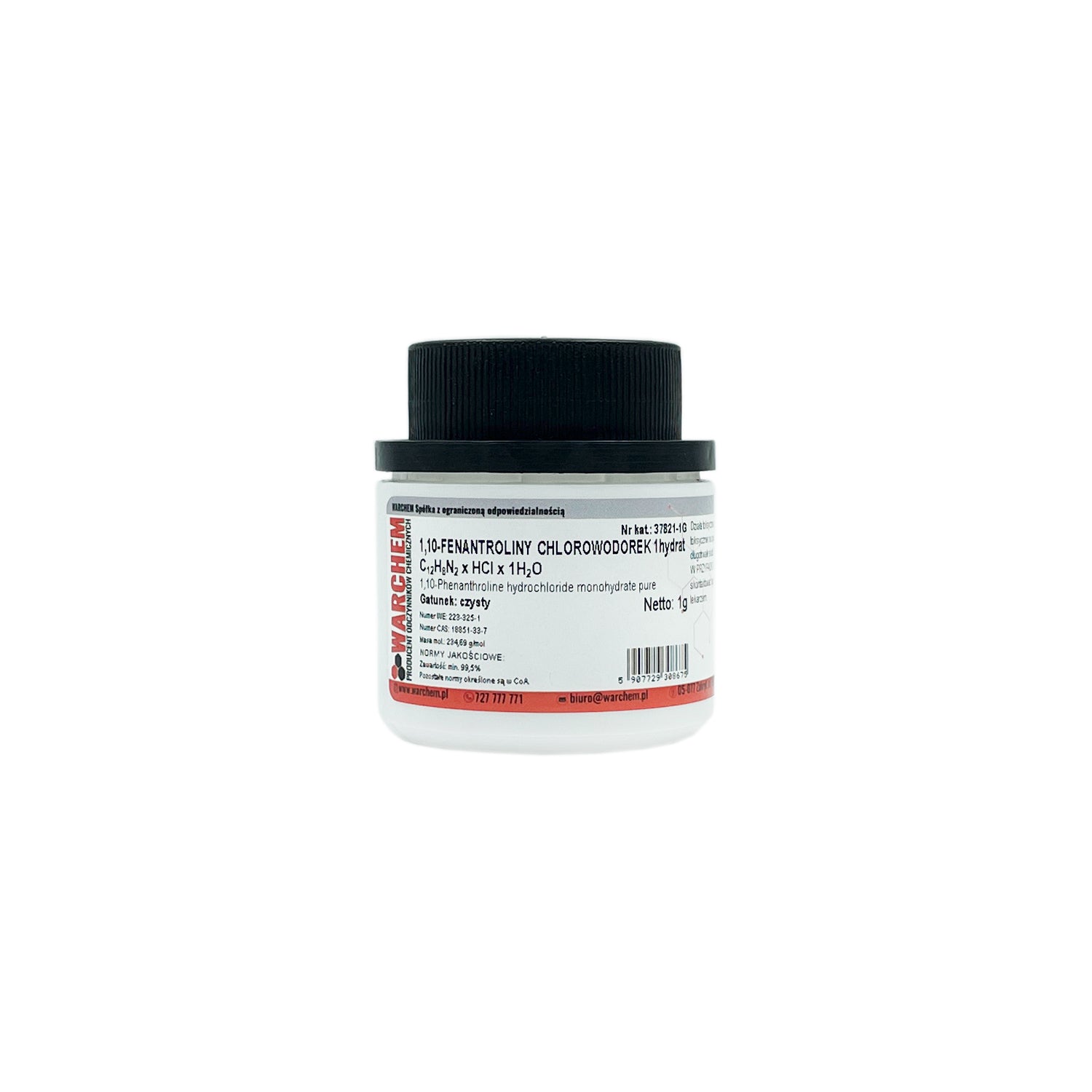 Rein 1g 1,10-Phenanthrolin-Hydrochlorid WARCHEM chemisches Pulver in einer weißen Verpackung.