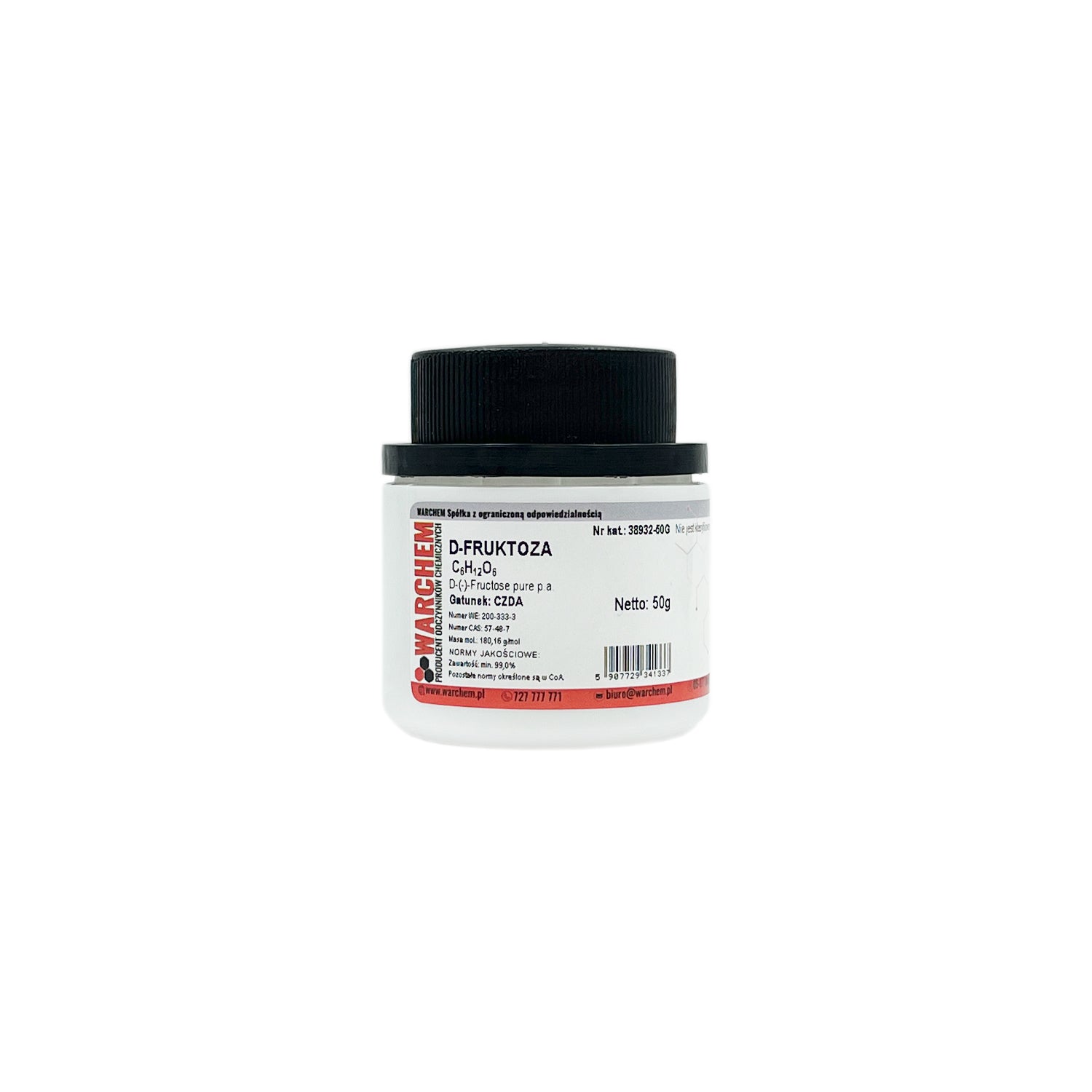 Reine D-Fruktose in 50g Verpackung von Warchem, braune Kristalle als Süßungsmittel, close-up Ansicht