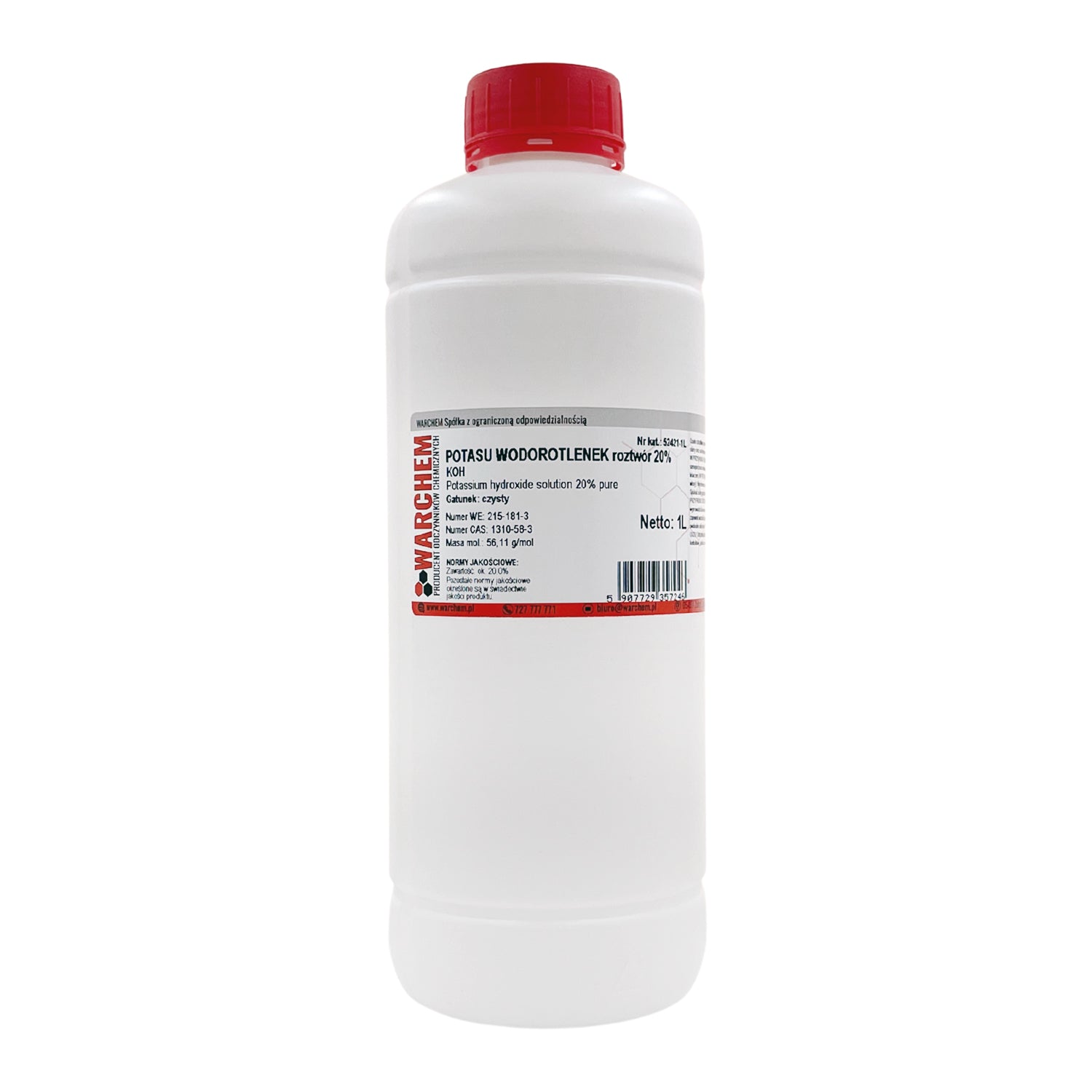 WARCHEM Kaliumhydroxid 20 % Lösung in 1L Flasche, ADR Produkt, chemische Substanz für industrielle Anwendungen