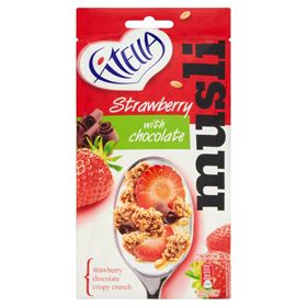 FITELLA MUSLI KNUSPRIGE ERDBEERE MIT SCHOKOLADENSTÜCKEN 50 G - Biolaboratorium