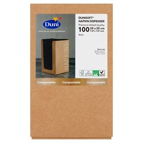 DUNI SERVIETTEN SCHWARZ MIT SPENDER 20 X 20 CM 100 STÜCK