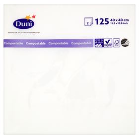DUNI 2-LAGIGE SERVIETTEN WEISS 40 X 40 CM 125 STÜCK