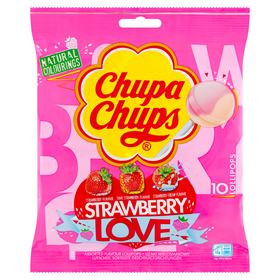 CHUPA CHUPS STRAWBERRY LOVE LOLLIES MIT MEHRGESCHMACKEN 120 G (10 STÜCK) - Biolaboratorium