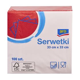 ARO 3-LAGIGE ROTE SERVIETTEN 33 X 33 CM 100 ST - Biolaboratorium