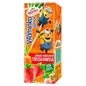 HORTEX VITAMINKA JUNIOR SAFT 100 % APFEL KAROTTE ERDBEERE 200 ML 27 STÜCK - Biolaboratorium