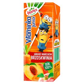 HORTEX VITAMINKA JUNIOR SAFT 100 % APFEL, KAROTTE, PFIRSICH 200 ML 27 STK - Biolaboratorium
