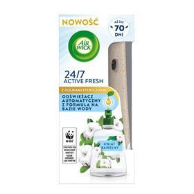 RAFRAÎCHISSANT AUTOMATIQUE AIR WICK ACTIVE FRESH AVEC FORMULE À BASE D'EAU ET RAFRAÎCHISSEMENT DE FLEURS DE COTON 228 ML