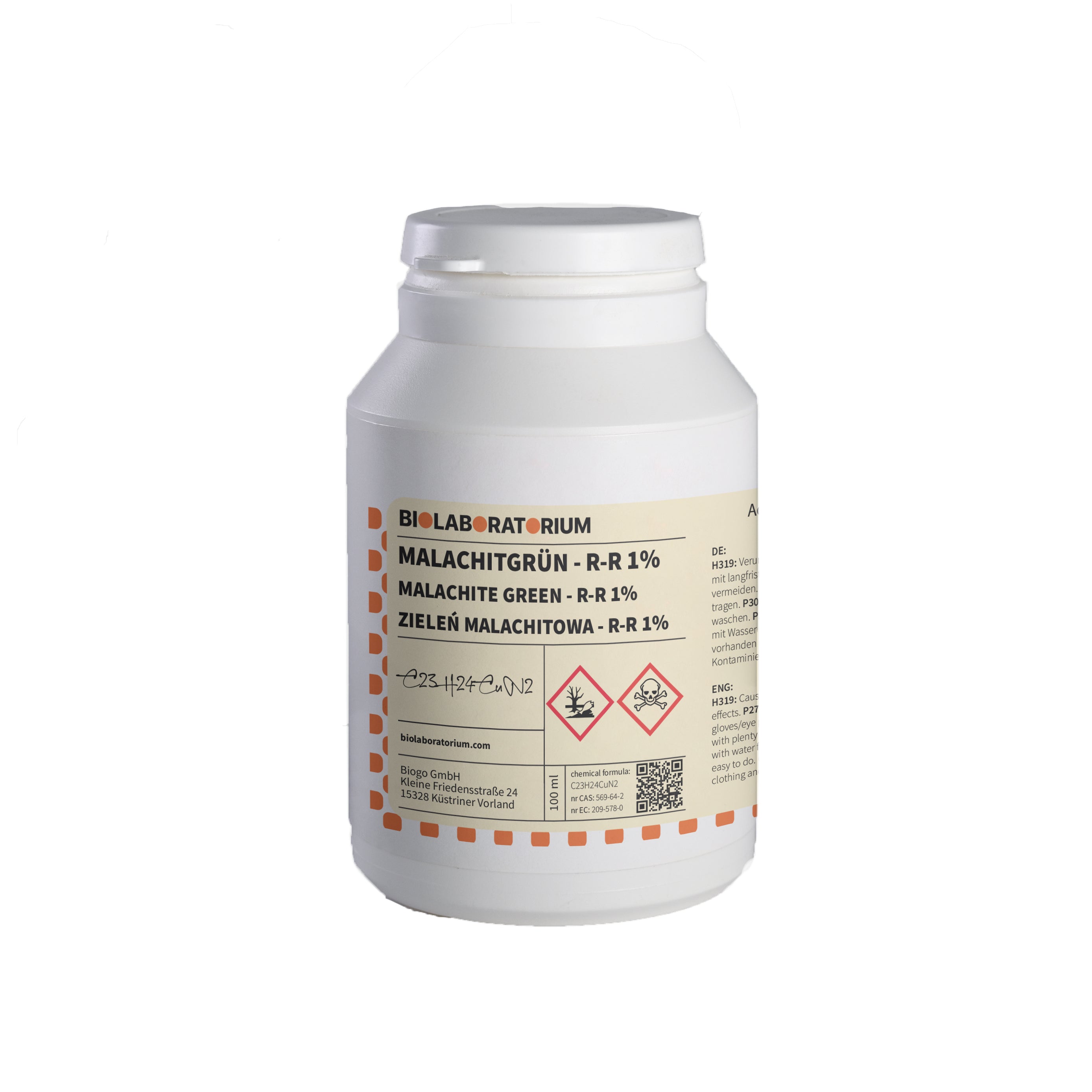 Malachitgrün Lösung 1% - rein 500ml BIOLABORATORIUM - Biolaboratorium