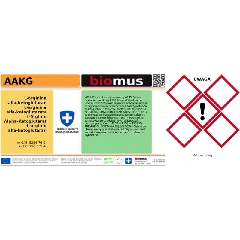 AAKG L-arginina BIOMUS 3KG - Biolaboratorium
