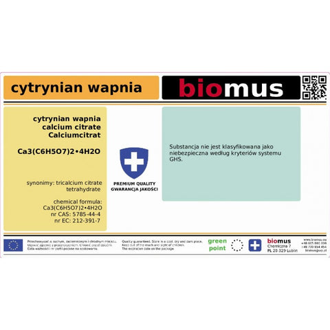 Citrate de calcium 1 kg Biomus