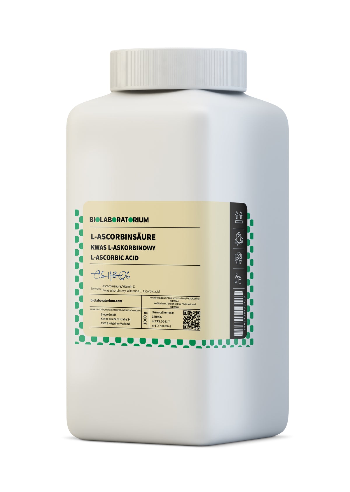 L-Ascorbic Acid Vitamin C 1kg BioLaboratory