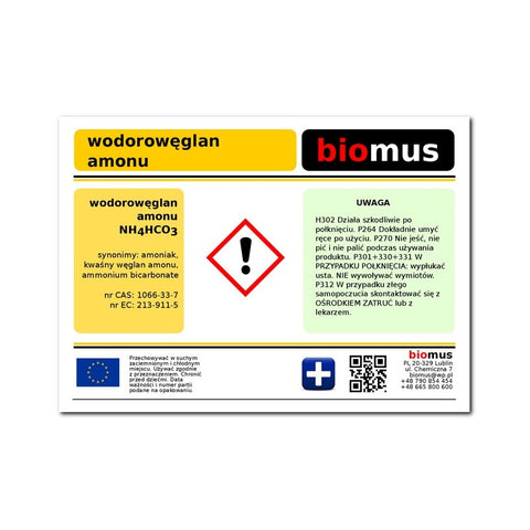 Ammoniumbicarbonat. Ammoniak 5kg BIOMUS
