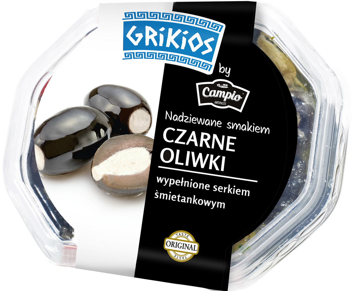 Grikios schwarze Oliven mit Käse 250g