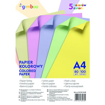 Farbpapier Gimboo A4 80g 100 Blatt Pastellmischung