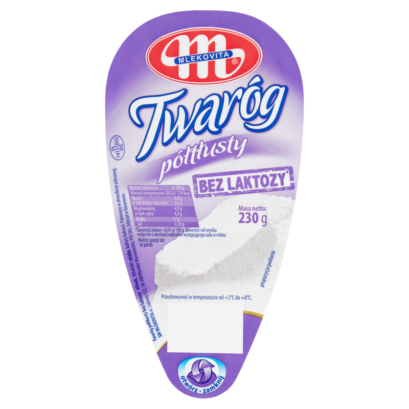 Halbfetter Hüttenkäse ohne Laktose 250g Mlekovita