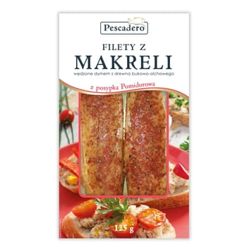 Geräucherte Makrelenfilets mit Pescadero-Tomaten-Topping 125g
