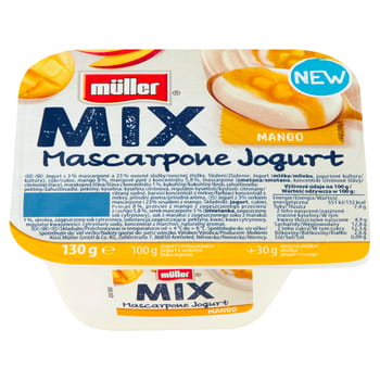 Mascarpone-Joghurt mit Erdbeeren/Mango/Kirsche Müller 130g