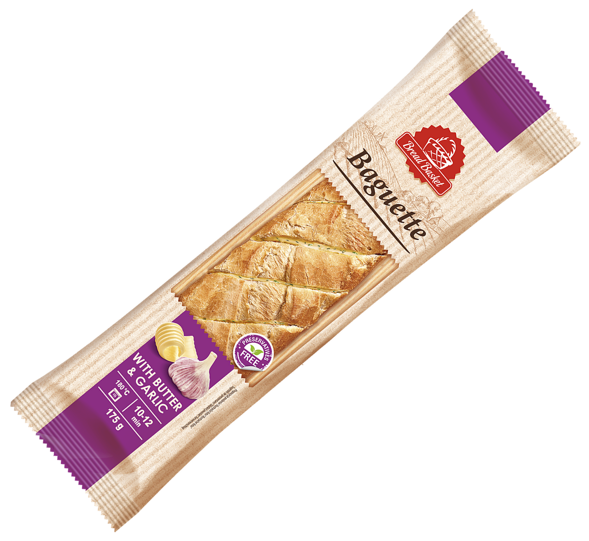Baguette mit Butter und Knoblauch Brotkorb 175g