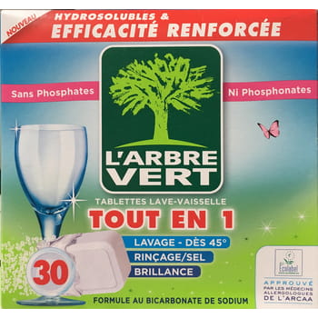 Ökologische Geschirrspültabs All In One L'ARBRE VERT 30 Stk.