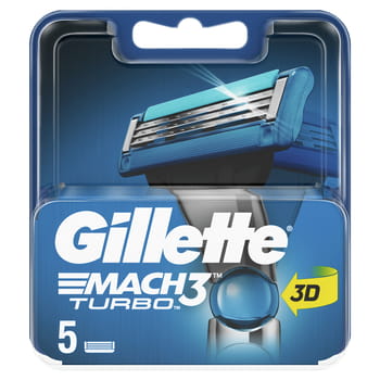 Ersatzklingen für Gillette Mach3 Turbo Rasierer 5 Stück.