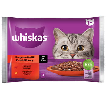 Klassische Gerichte 1+ Whiskas-Sauce mit Rind und Huhn 340g (4x85g)