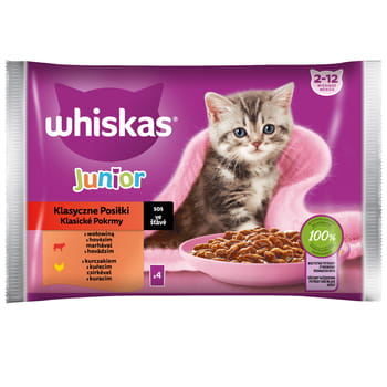 Classic Meals Rindfleisch- und Hühnersauce Whiskas Junior 340g (4x85g)