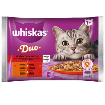 Klassische Sets 1+ Gelee mit Rind, Geflügel, Lamm und Ente Whiskas Duo 340g (4x85g)