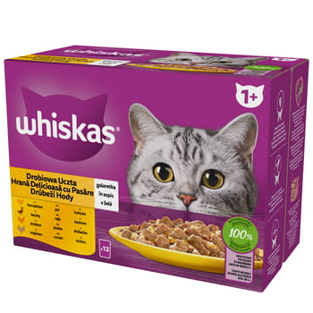 Geflügelfest 1+ Gelee mit Huhn, Ente, Geflügel und Truthahn Whiskas 1,02 kg (12 x 85 g)