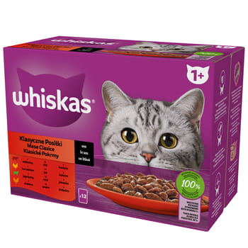 Klassische Gerichte 1+ Soße mit Rindfleisch, Huhn, Lamm und Geflügel Whiskas 1,02 kg (12 x 85 g)
