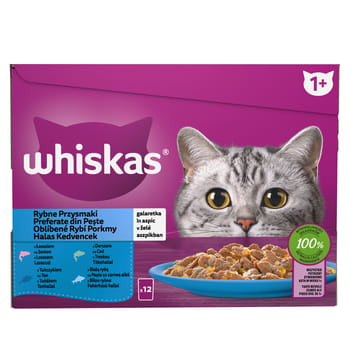 Fischspezialitäten Gelee mit Lachs, Kabeljau, Thunfisch und Weißfisch 1,02 kg Whiskas (12x85g)