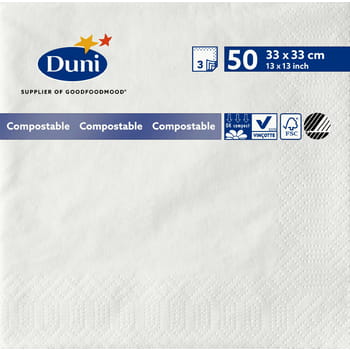 Duni 3-lagige Servietten 33x33 cm weiß 50 Stk.