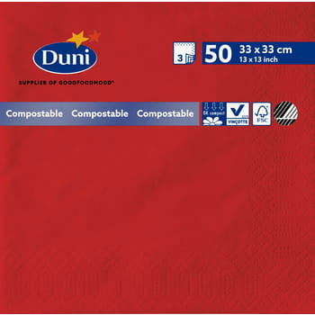 Duni 3-lagige Servietten 33x33 cm rot 50 Stk.