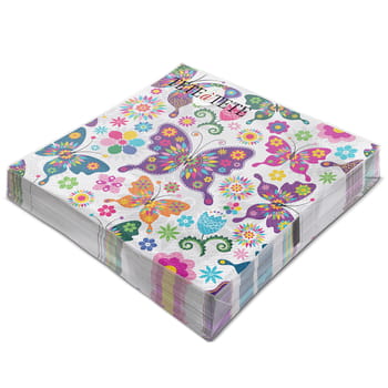 Pfotenservietten 3-lagig Bunte Schmetterlinge 33x33 cm 20 Stk.