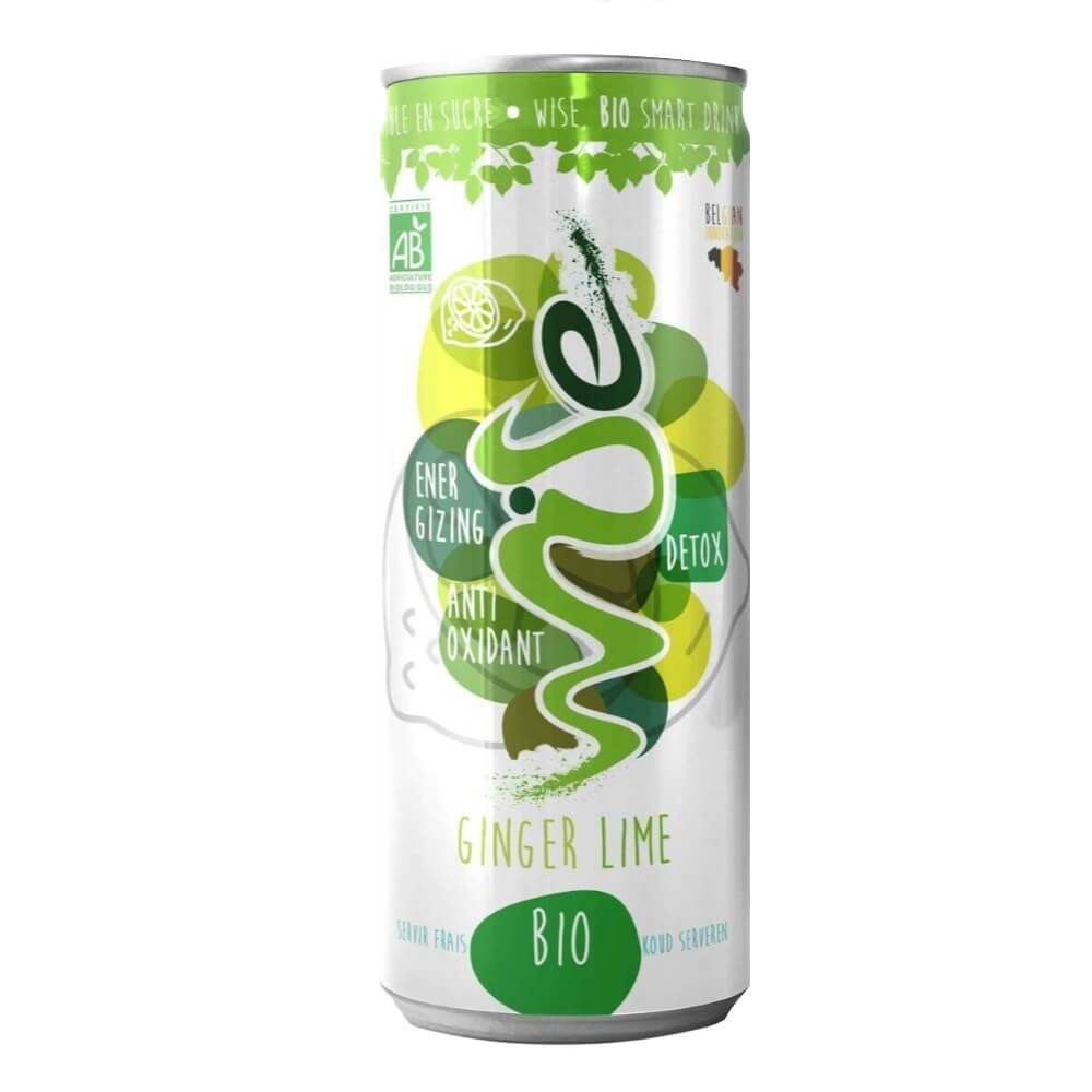 Energiegetränk mit Kohlensäure, Ingwer-Limetten-Geschmack BIO 250 ml - WISE