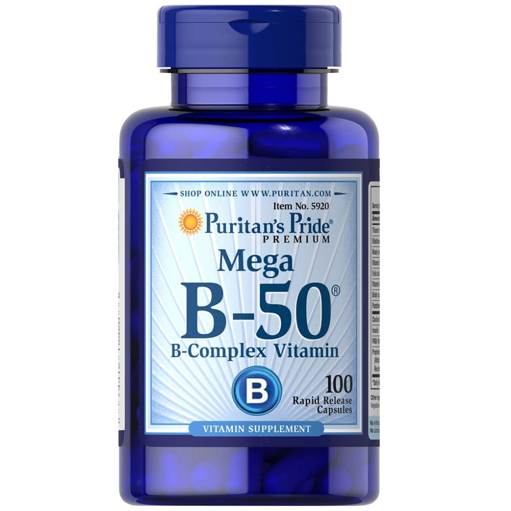 Vitamin Mega B - 50 Komplex B50 100 Kapseln PURITAN'S PRIDE