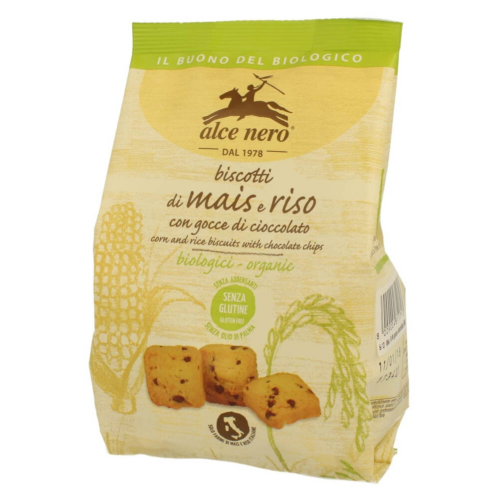 Mais-Reis-Kuchen mit Schokolade glutenfrei BIO 200 g - ALCE NERO