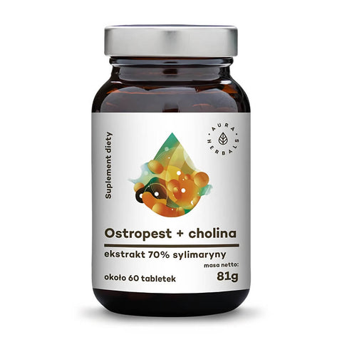 Mariendistelextrakt 70 % Silymarin + Cholin 60 Tabletten 81 g AURA HERBALS