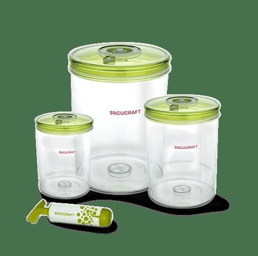 Set aus 3 Vakuum-Lebensmittelbehältern mit Pumpe - VACUCRAFT