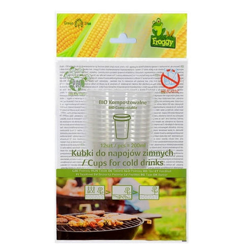 Kompostierbare Becher für kalte Getränke 12 Stück - FROGGY