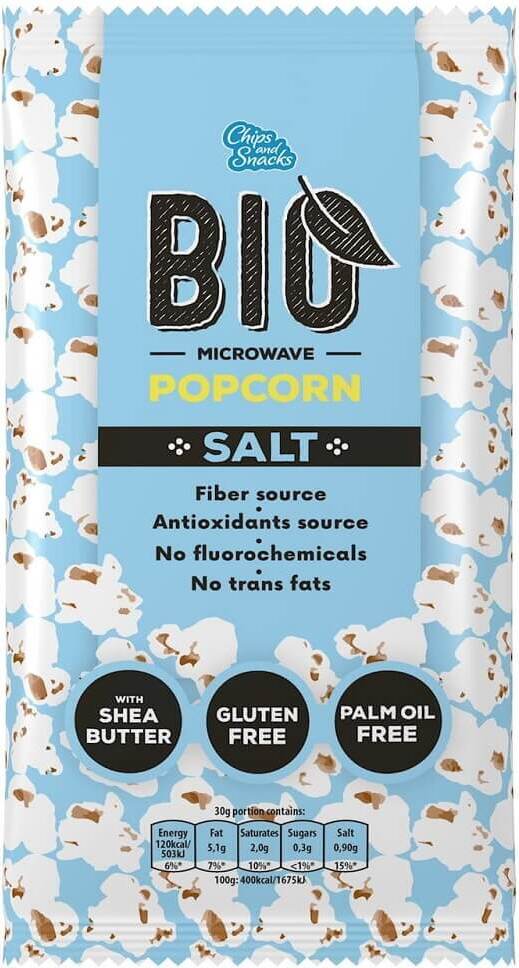Gesalzenes Popcorn für die Mikrowelle BIO 90 g - CHIPS & SNACKS