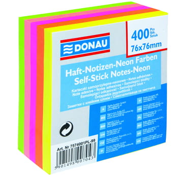 Klebepad Neon 76x76mm DONAU 1x400 Blatt