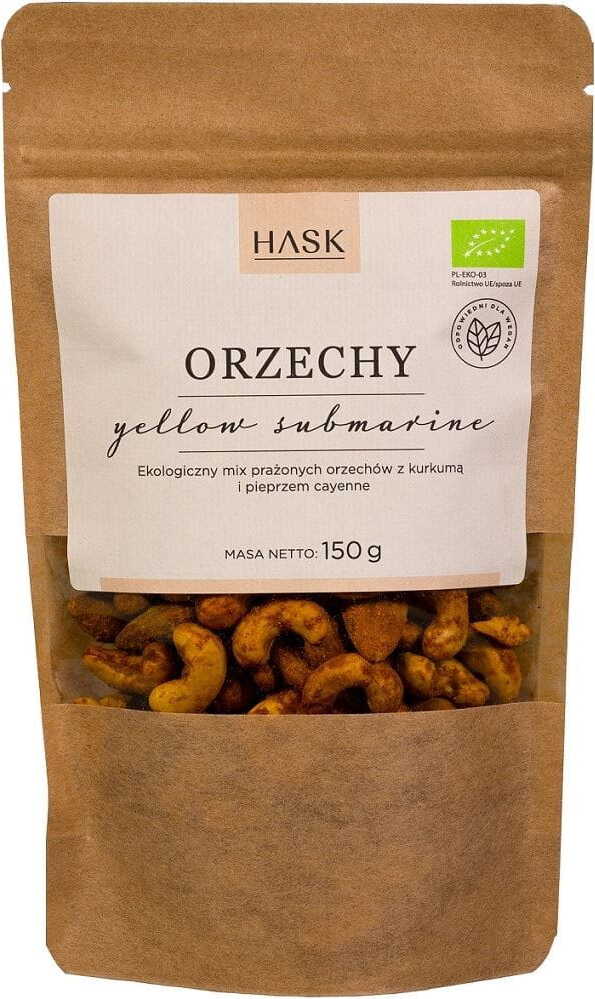 Mischung aus gerösteten Nüssen mit Kurkuma und Cayennepfeffer (Yellow Submarine) BIO 150 g - HASK