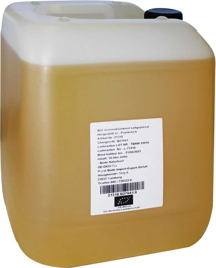 Kaltgepresstes Sonnenblumenöl BIO 10 L - HORECA