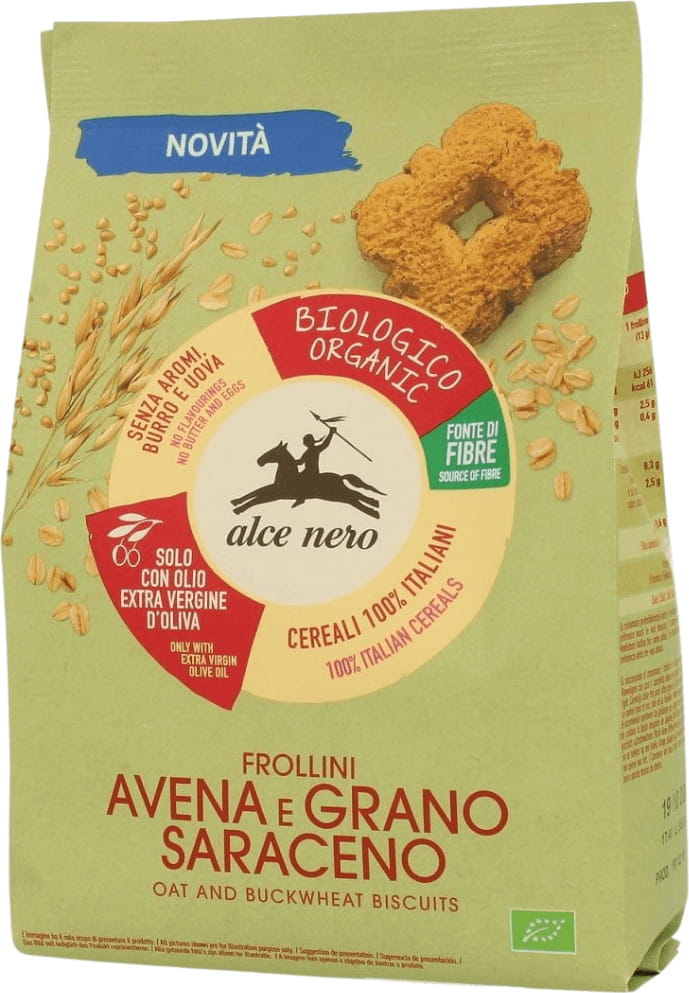 Haferkekse - Buchweizen mit Zusatz von nativem Olivenöl extra (14%) BIO 250 g - ALCE NERO